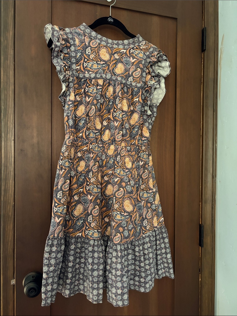 Universal Thread Paisley Midi Dress in Orange and periwinkle blue